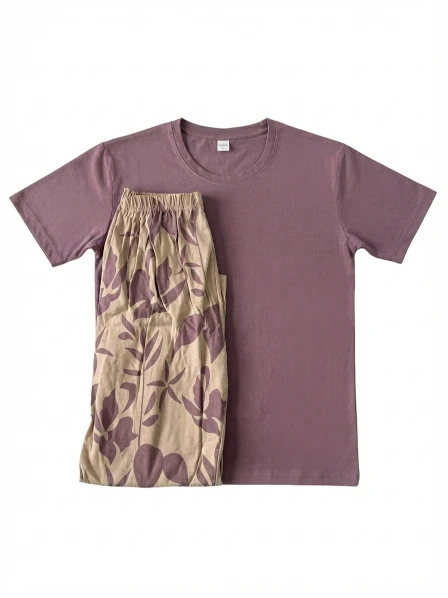 Women’s Premium Jersey Fabric T-Shirt with Printed Floral Lounge Pants Set