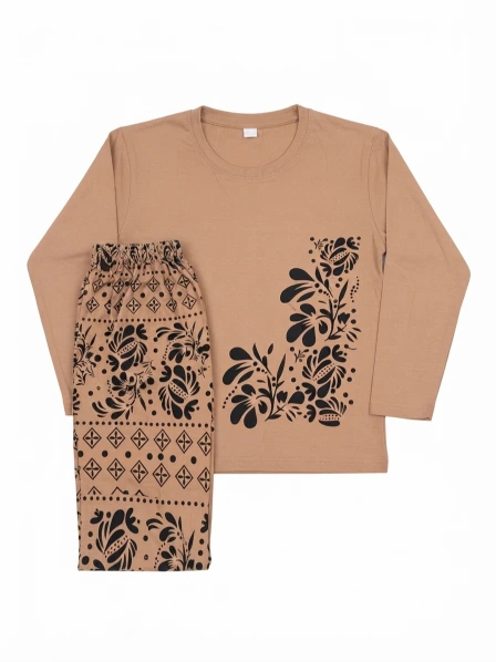 Women’s Printed Jersey 2-Piece Night Suit Set – Long Sleeve Top & Matching Pajama