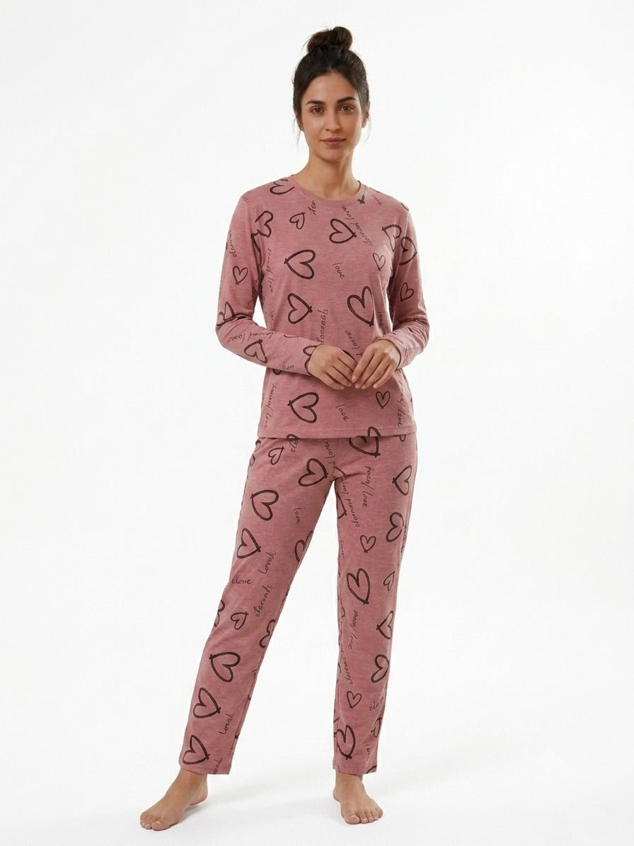 Eternal Love Heart Print Pajama Set
