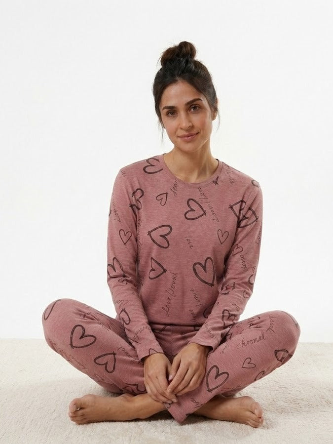 Eternal Love Heart Print Pajama Set