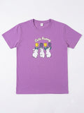 Women’s Lavender Jersey T-Shirt & Floral Printed Lounge Pants Co-Ord Set – Cute Bunny Print