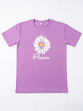 Women’s Purple Floral Print Jersey T-Shirt & Lounge Pants Co-Ord Set