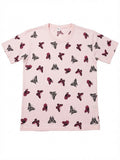 Women’s Pink Butterfly Print Jersey T-Shirt & Cycling Shorts Co-Ord Set